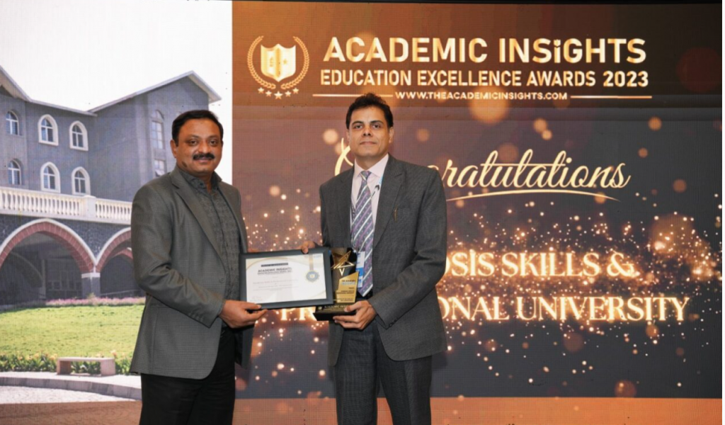 Symbiosis Skills and Professional University receiving award in Education Excellence Awards 2023