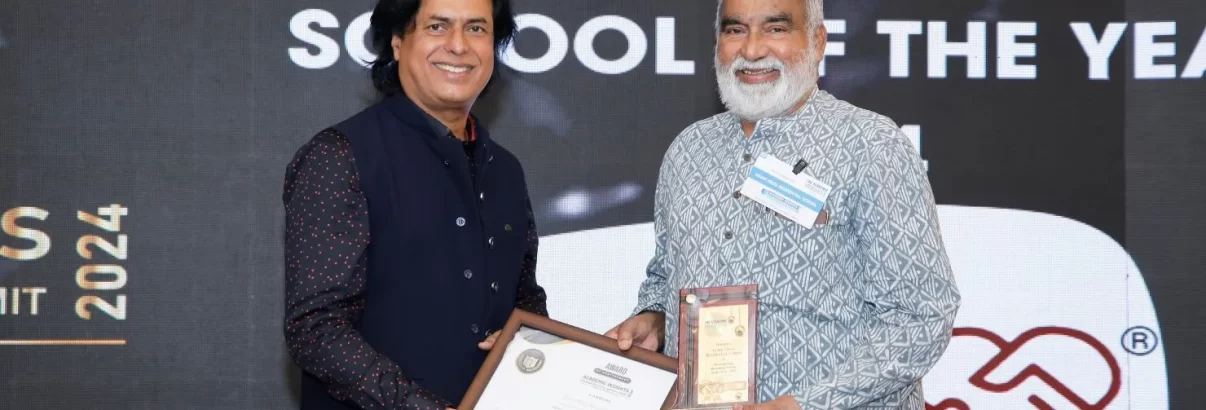 Joe Madiath, the Founder Chairman of Gram Vikas receiving the award at the Academic Insights Education Excellence Awards & Summit 2024