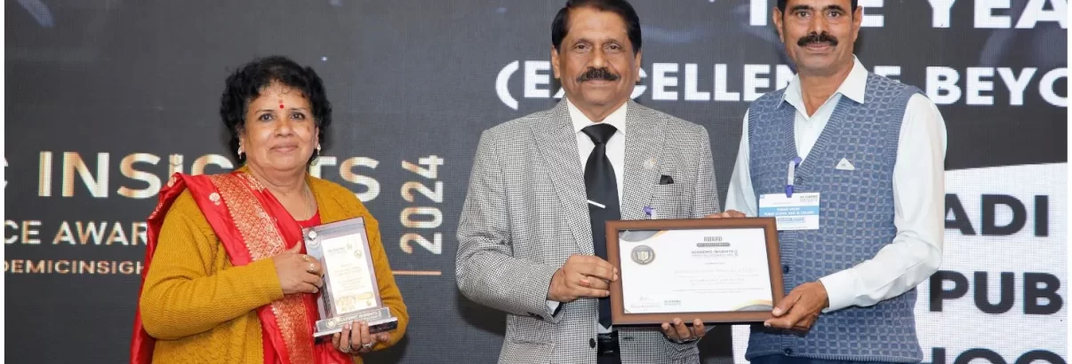 Mr. Vishnu Thorve, Committee Member of Kukadi Valley Public School and Jr. College, receiving the award presented at Academic Insights Education Excellence Awards and Summit 2024