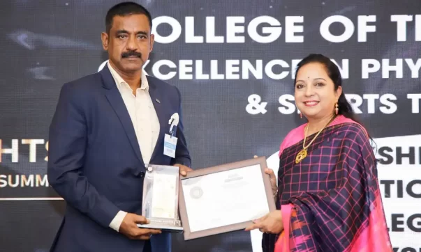 image of Dr. Pradip Dutta, the Academic In charge of LNCPE receiving the award