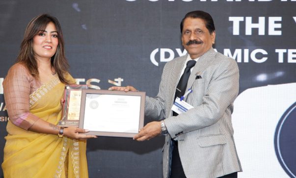 Ms. Padmini Raghavendra, the Director of Business Development and Administration - TIPS International School Hyderabad & Coimbatore, receiving the award at the Academic Insights Education Excellence Awards & Summit 2024