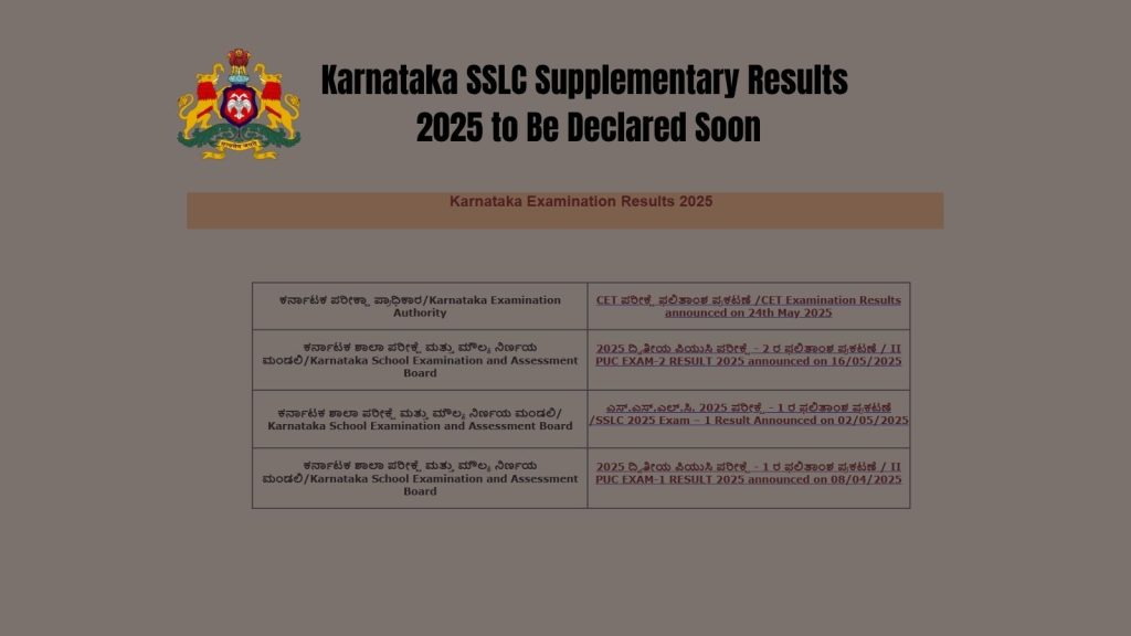 image of the Karnataka SSLC Supplementary Results 2025 to Be Declared Soon