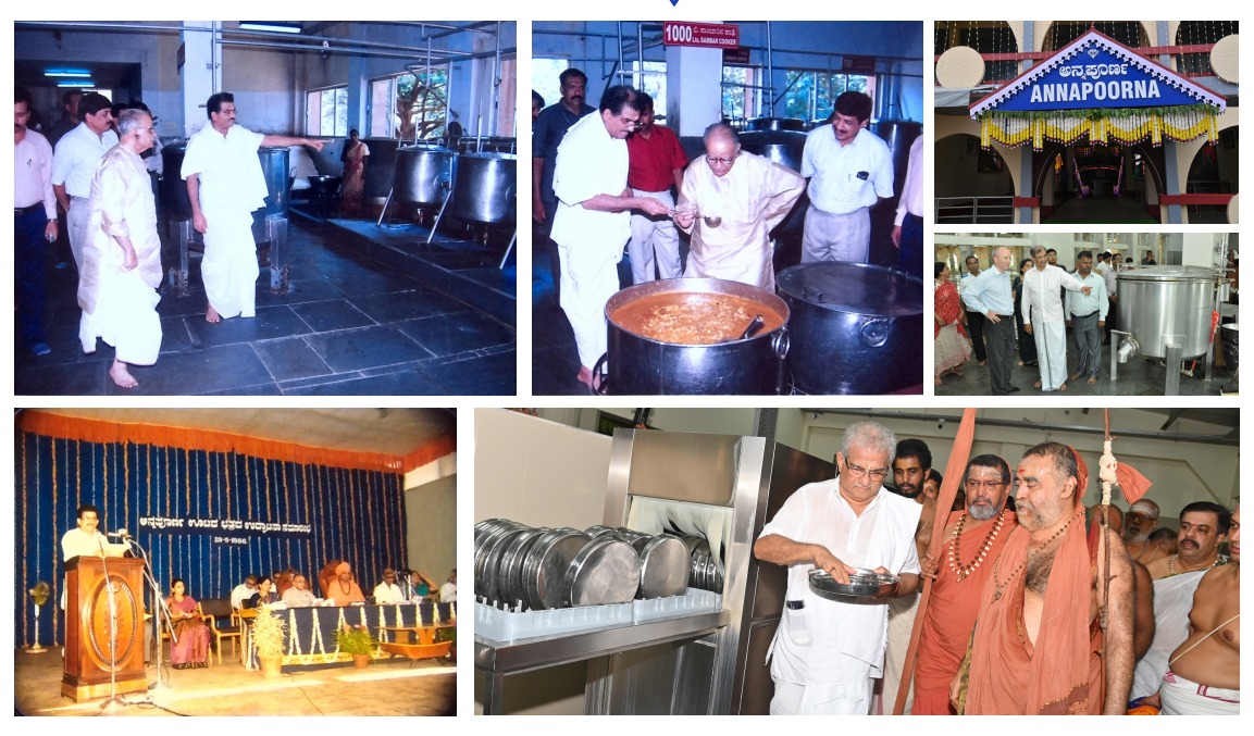 live action image of what goes on in the backdrop of annapoorna dining hall, dharmasthala